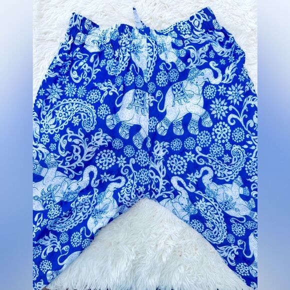 Sale 🎉Blue Harem jogger Button And tie waist Elephant Pants - Picture 10 of 12